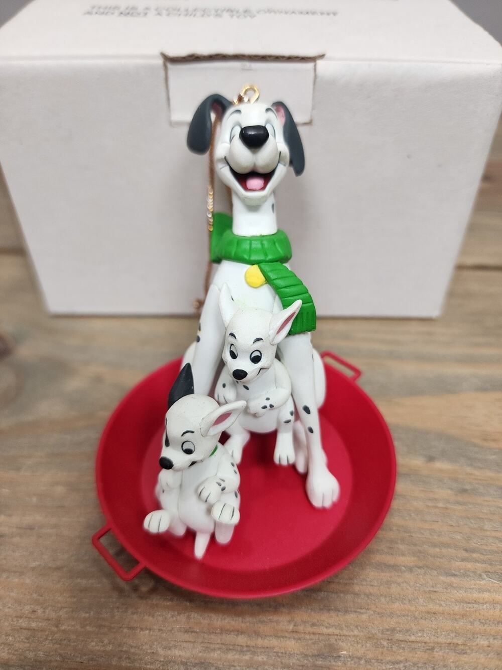 DISNEY Grolier 101 Dalmatians Christmas Ornament w/ Box #26231 105 Dogs Vintage
